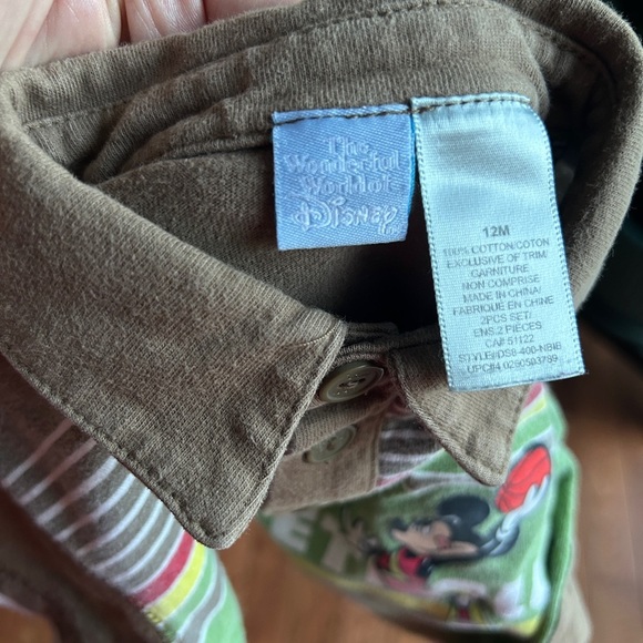 Vintage Disney Mickey Short Sleeved‎ Polo Shirt 12M Striped Basketball Collar - Picture 3 of 4